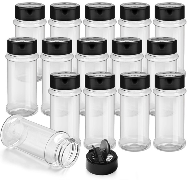 TUZAZO 14 Pack 3oz Clear Plastic Spice Jars with Shaker Lids BPA-Free