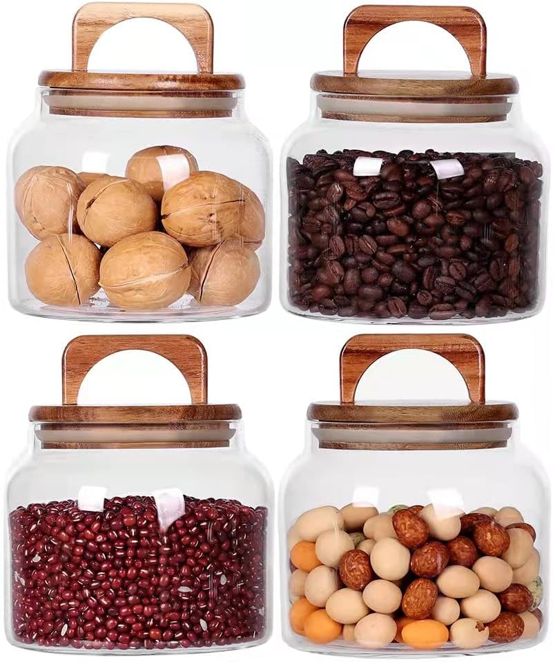 SAIOOL Glass Jars with Airtight Lid Set of 4