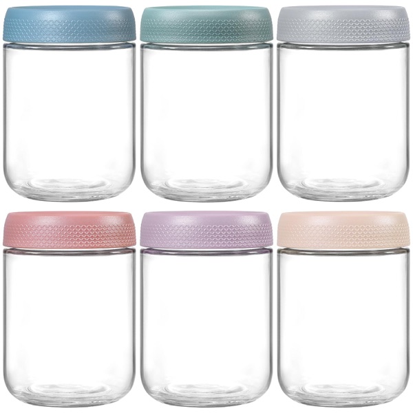 NETANY 6-pack 16oz Glass Jars with Airtight Lids Wide Mouth