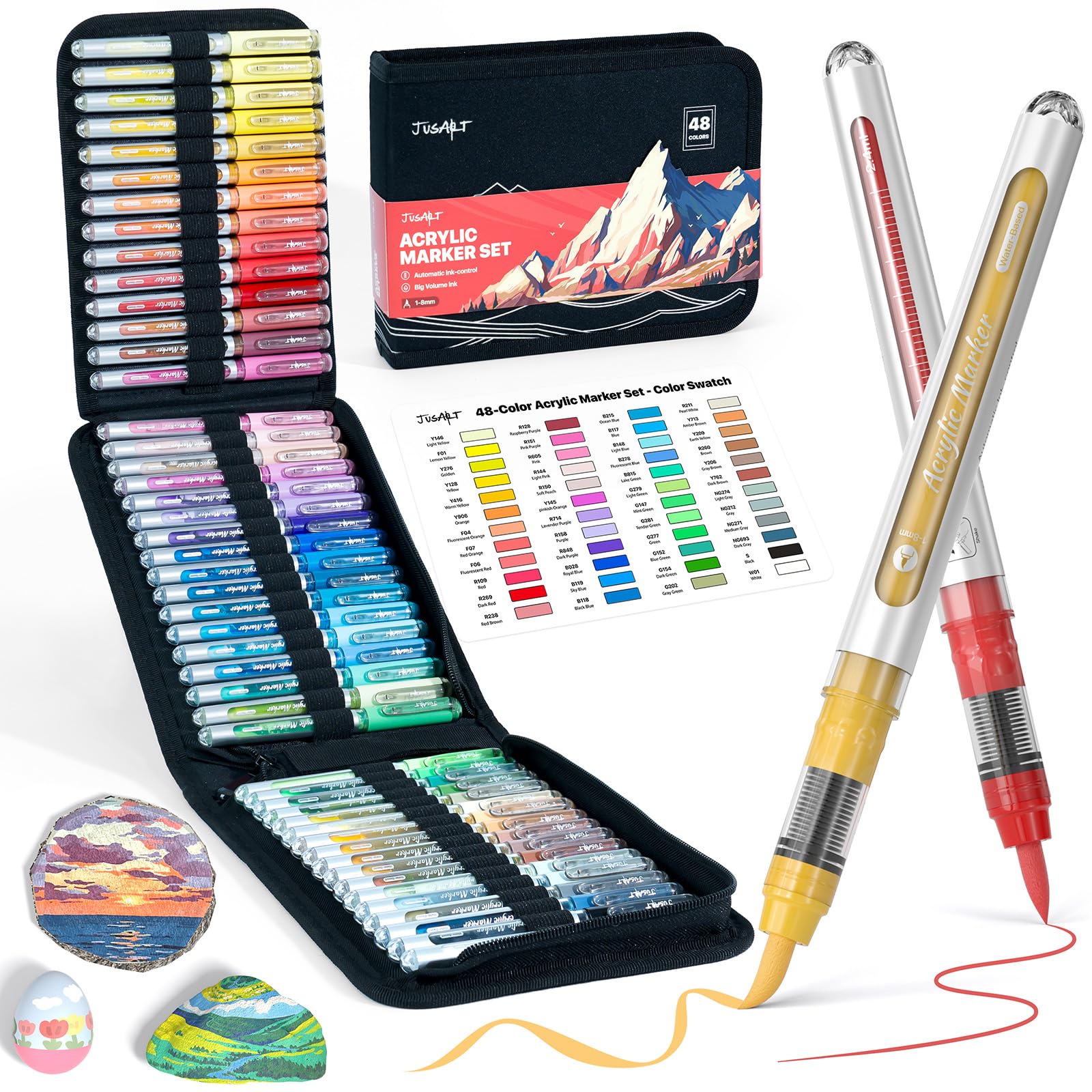 JusArt 48 Colors Acrylic Paint Markers